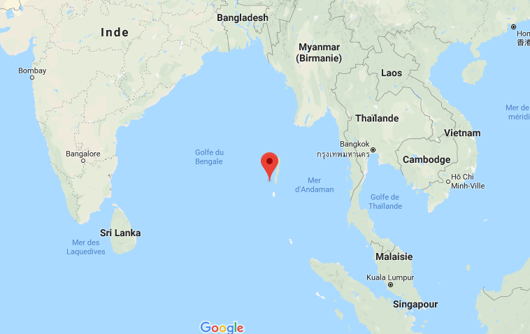 Localisation de l’île de North Sentinel dans la mer d’Andaman